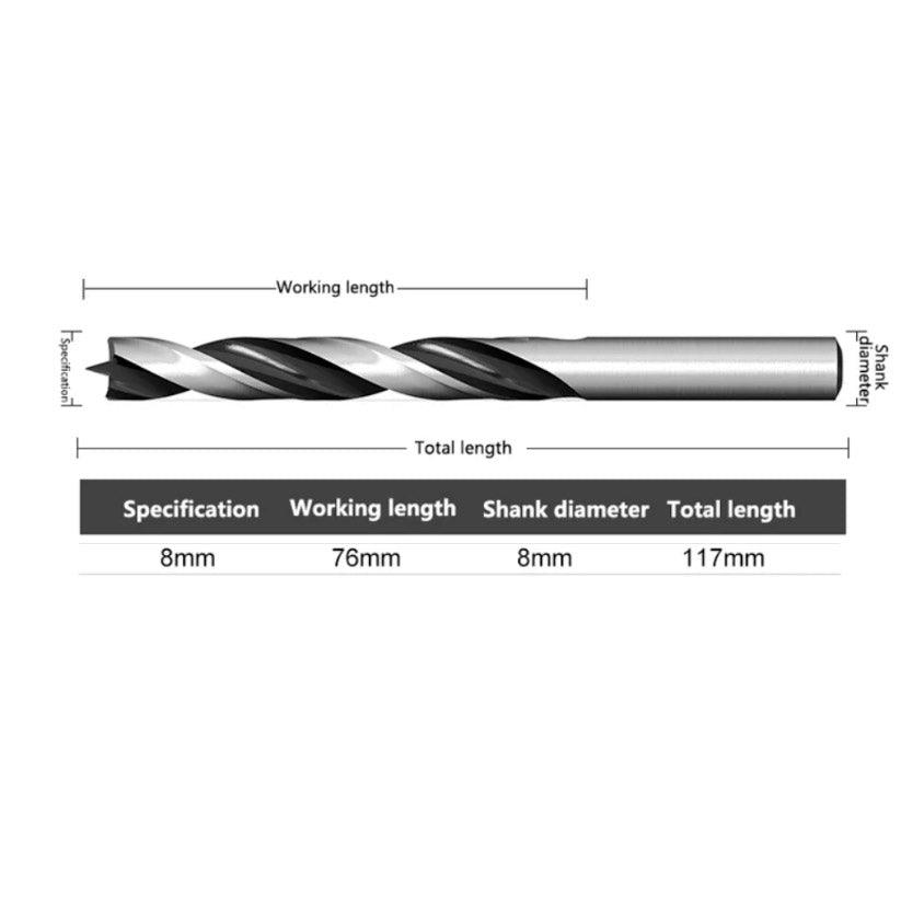 Wood drill bit 8 mm (hole for clock mechanism) - 2 Wood drill bit 8 mm (hole for clock mechanism) - 2