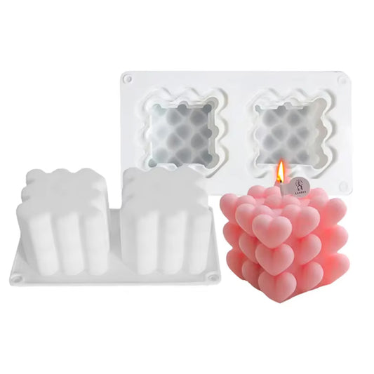 Silicone mold for candles - Heart Cube Double Mold Silicone mold for candles - Heart Cube Double Mold