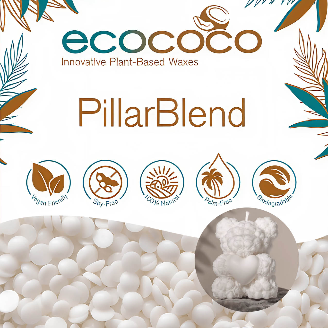 EcoCoco Pillar Blend - coconut wax for making candles in molds thumbnail - 1 EcoCoco Pillar Blend - coconut wax for making candles in molds thumbnail - 1