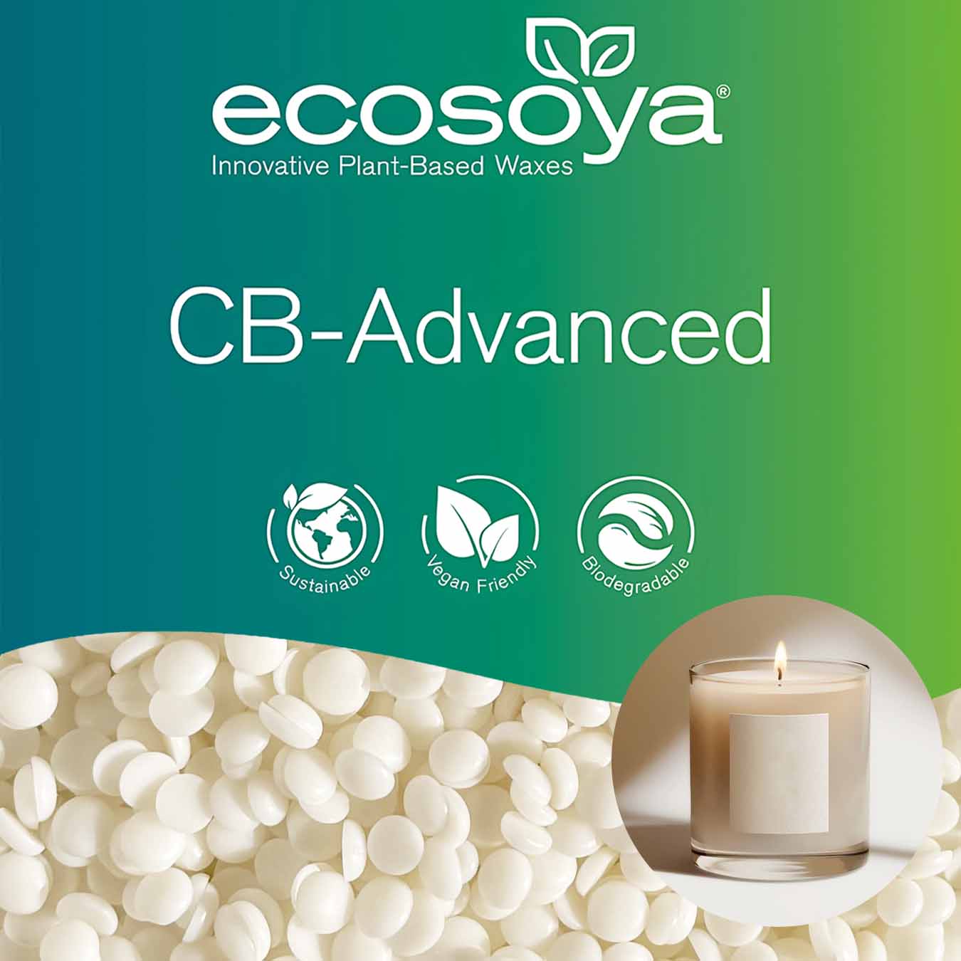 EcoSoya® CB-Advanced - soy wax for making candles in glasses and jars - 1 EcoSoya® CB-Advanced - soy wax for making candles in glasses and jars - 1