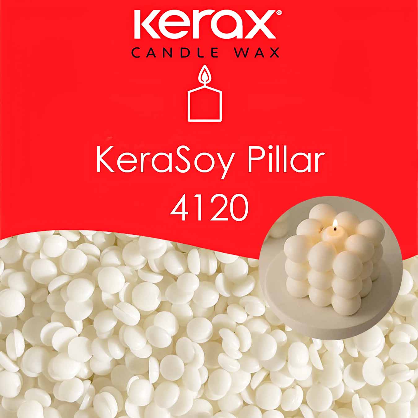 KeraSoy Pillar 4120 - soy wax for making candles in molds - 1 KeraSoy Pillar 4120 - soy wax for making candles in molds - 1