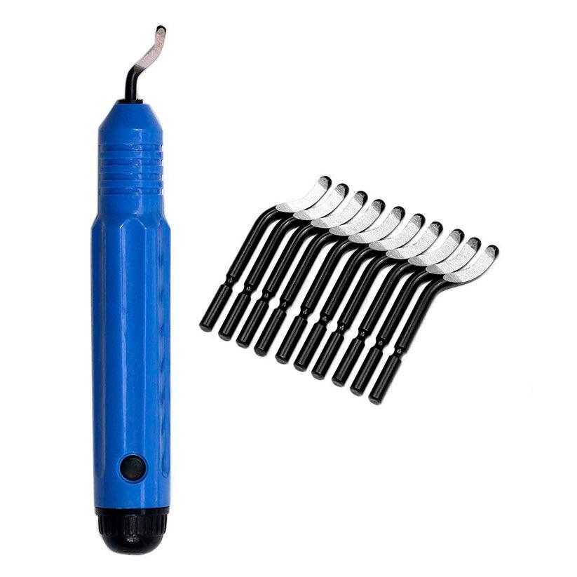 Knife for trimming uneven sharp edges, chamfering, deburring + 10 interchangeable tips thumbnail - 1 Knife for trimming uneven sharp edges, chamfering, deburring + 10 interchangeable tips thumbnail - 1