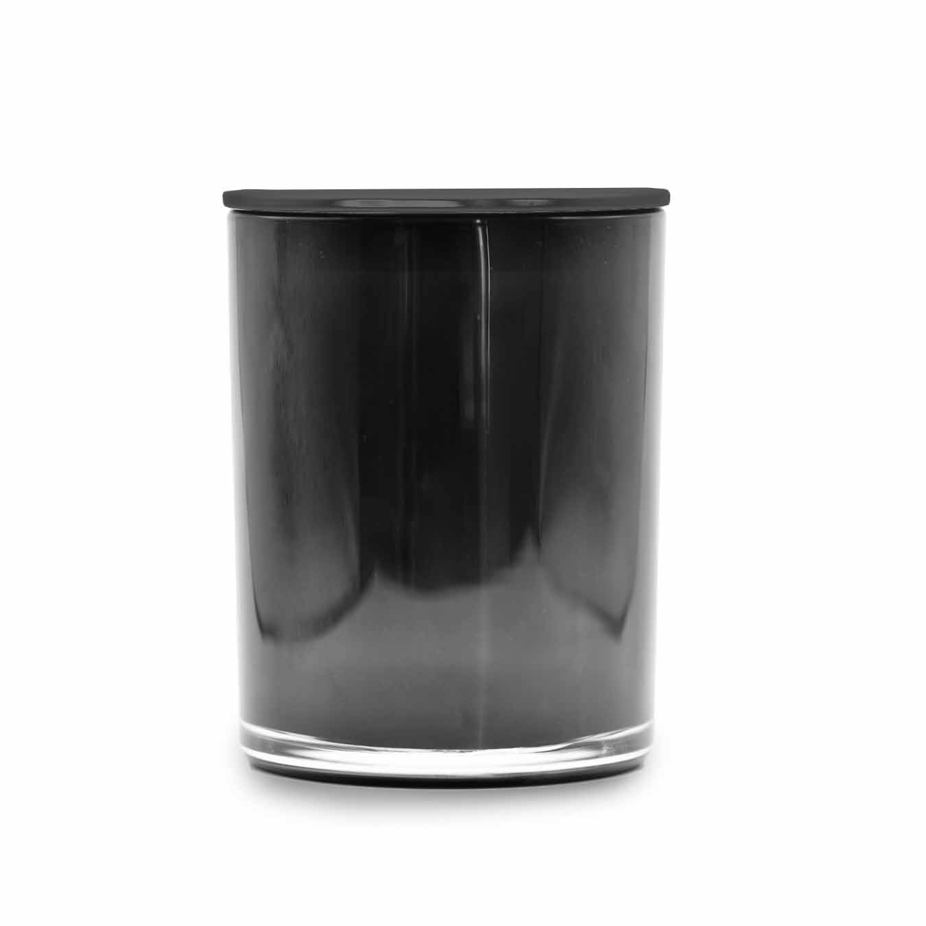 Large black glossy glass with metal black lid 320 ml - 2 Large black glossy glass with metal black lid 320 ml - 2
