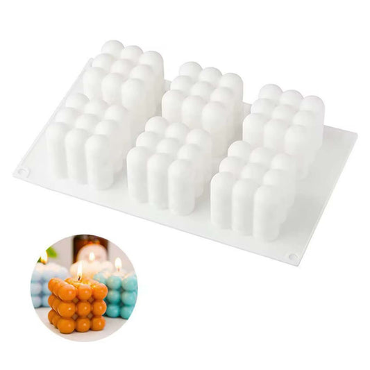 Silicone mold for candles - Bubble cube mold - for 6 candles - secondary image Silicone mold for candles - Bubble cube mold - for 6 candles - secondary image