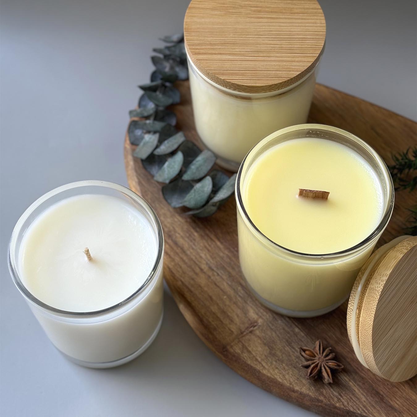 נר ריחני בזכוכית שקופה עם מכסה במבוק 200 מ"ל thumbnail - 1 נר ריחני בזכוכית שקופה עם מכסה במבוק 200 מ"ל thumbnail - 1