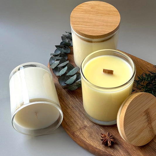 נר ריחני בזכוכית שקופה עם מכסה במבוק 200 מ"ל - secondary image נר ריחני בזכוכית שקופה עם מכסה במבוק 200 מ"ל - secondary image