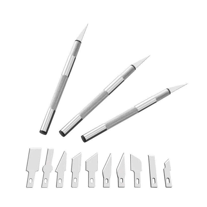 Set of 3 knives + 10 interchangeable blades for different tasks thumbnail - 3 Set of 3 knives + 10 interchangeable blades for different tasks thumbnail - 3