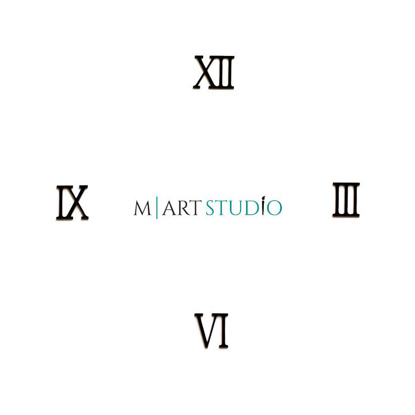 מראה שחור - ספרות רומיות במשך שעות (III, VI, IX, XII) - 2 מראה שחור - ספרות רומיות במשך שעות (III, VI, IX, XII) - 2