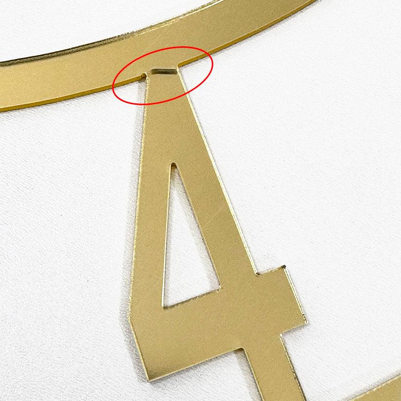 Large applied dial (59 cm) - Mirror Gold - Arabic numerals for hours (1 - 12) - Damaged during transportation! thumbnail - 2