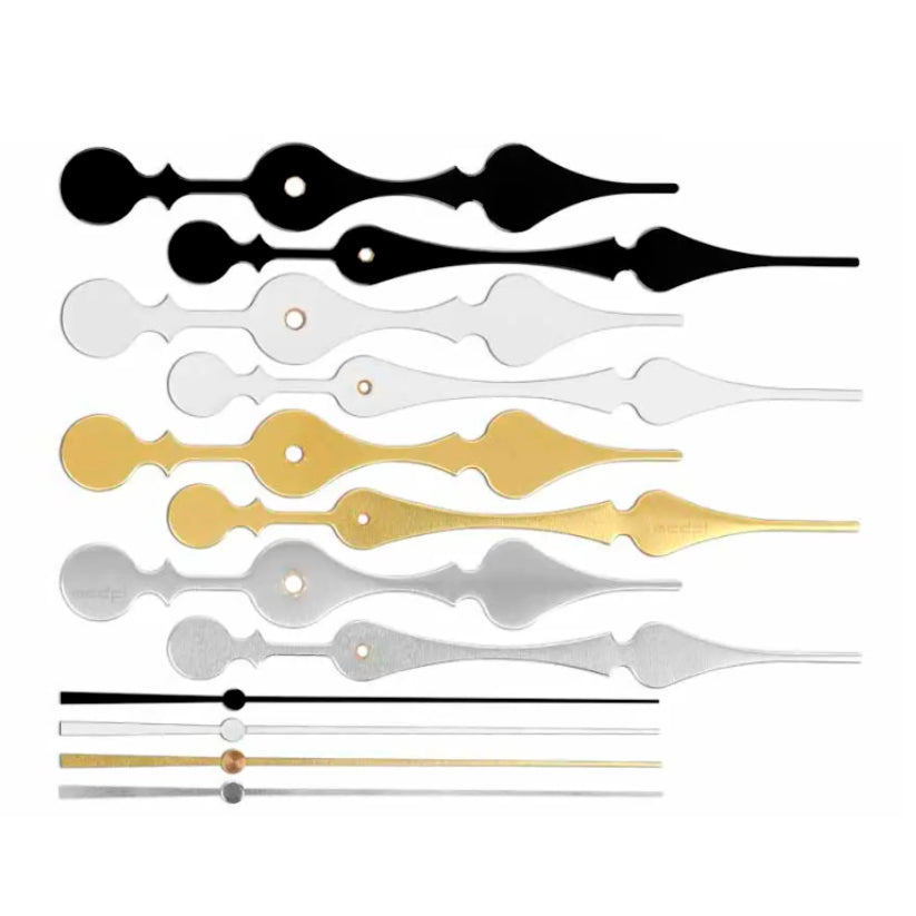 <tc>Большие фигурные пикообразные часовые стрелки (черные, белые, золотые и серебряные)</tc>