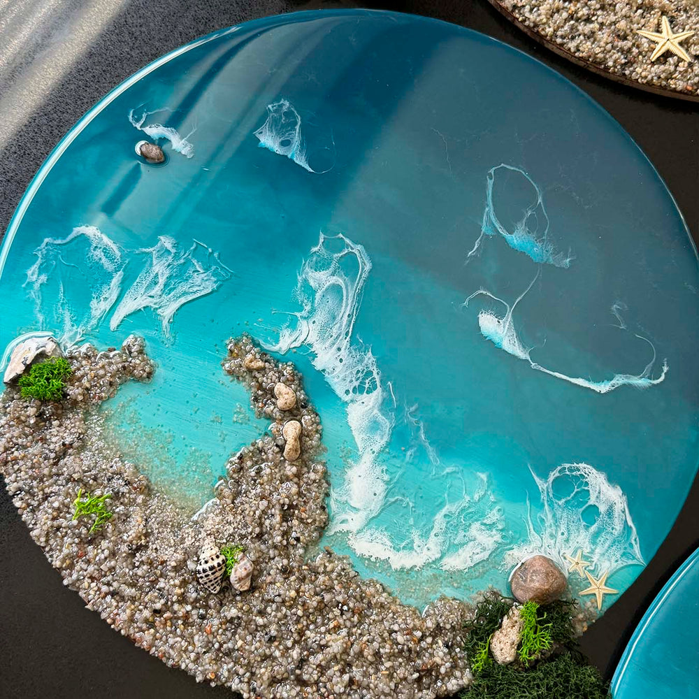 Ocean art epoxy resin paintings made by participants 2