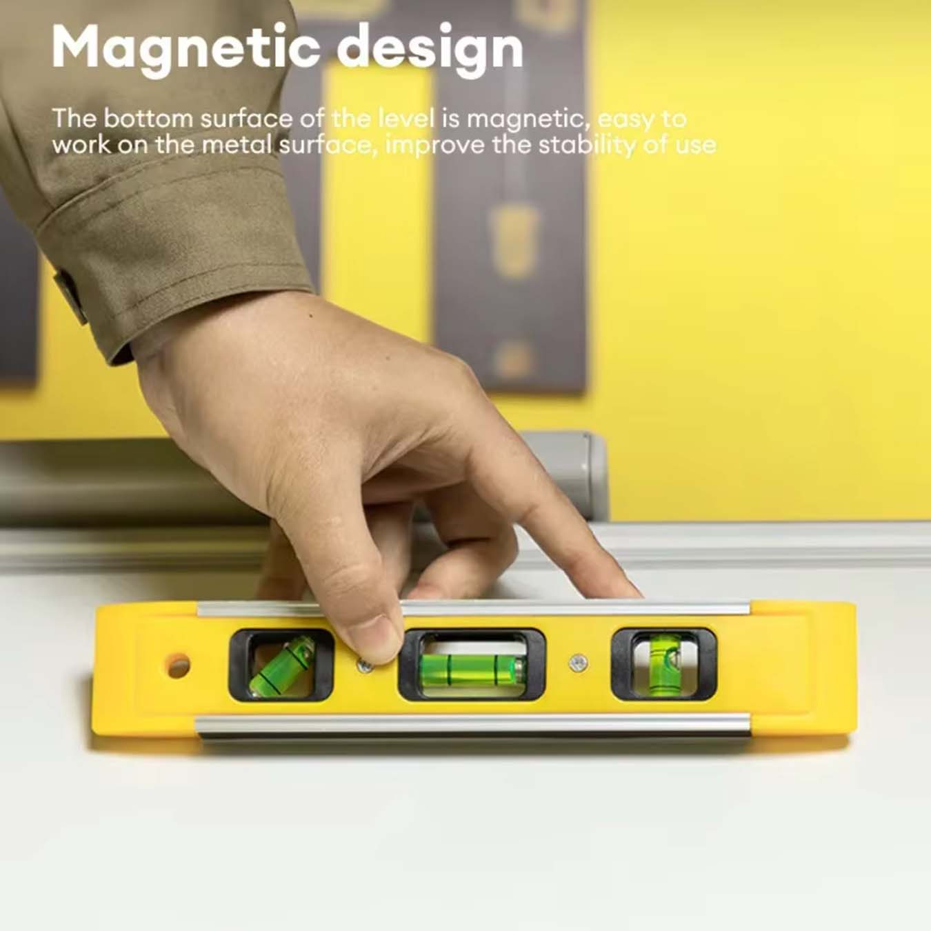 Spirit Level with 3 Bubble Vials and Magnetic Strip thumbnail - 3