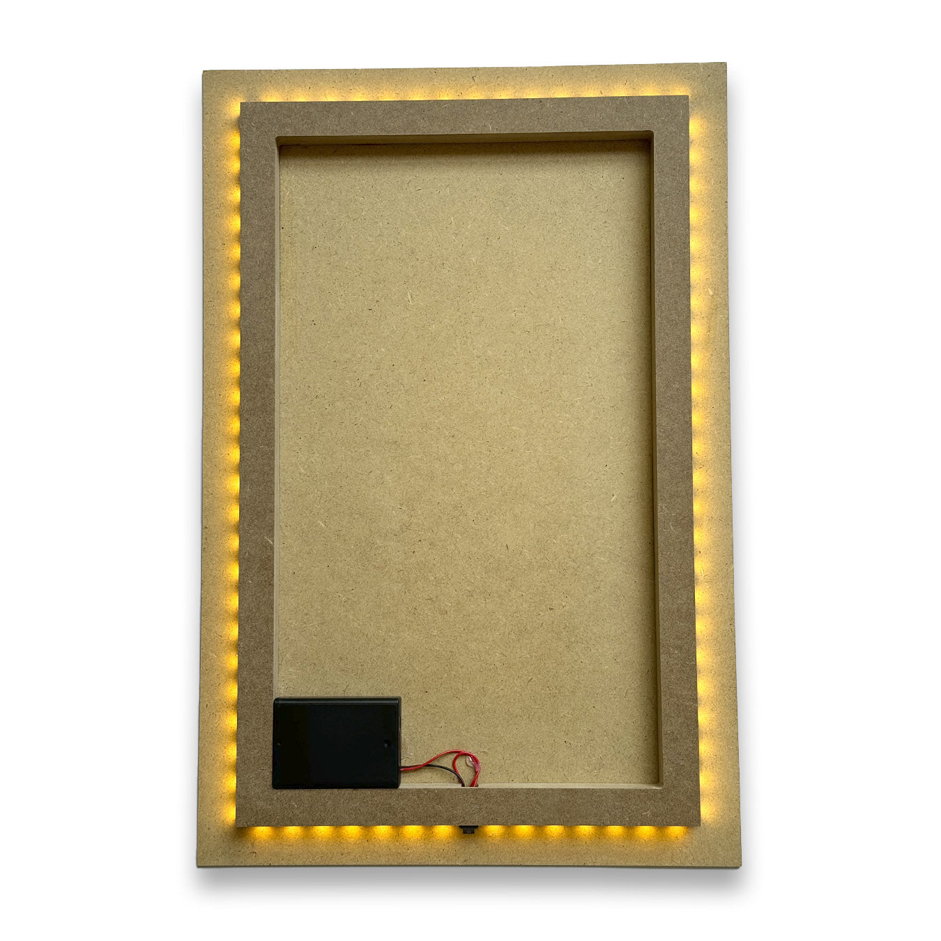 White MDF board with a frame on the back - rectangle 30х45cm with LED backlight