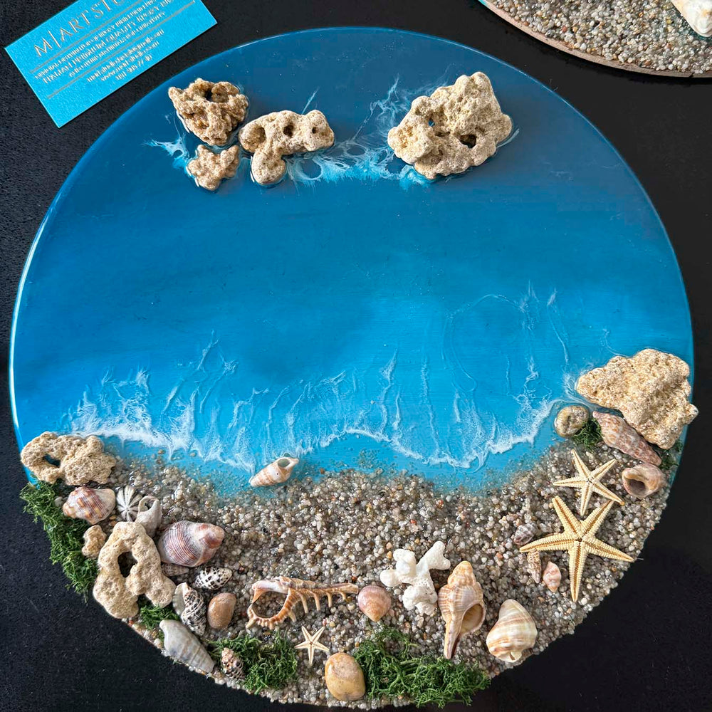 Ocean art epoxy resin paintings made by participants 12