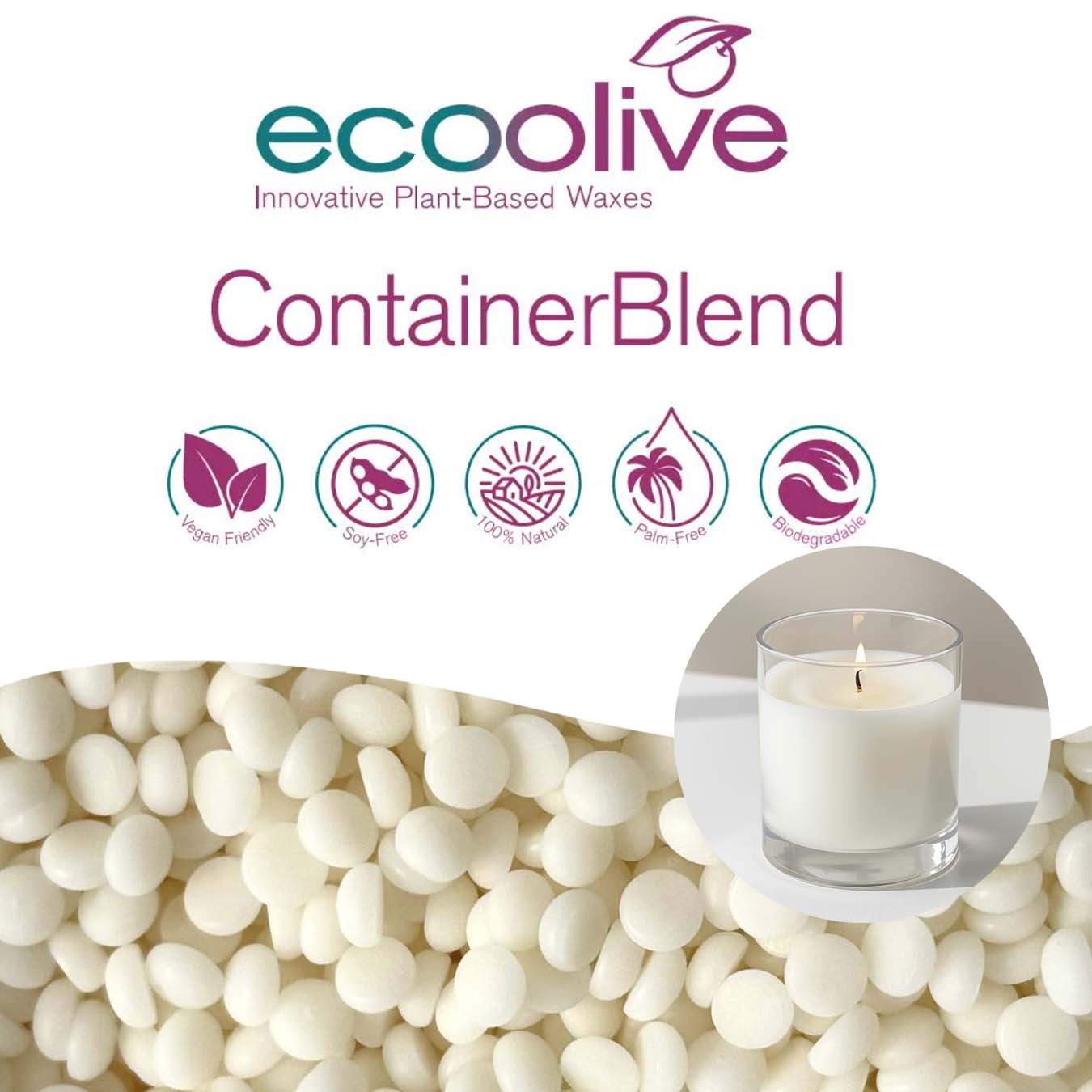EcoOlive Container Blend - olive wax for making candles in glasses and jars thumbnail - 1