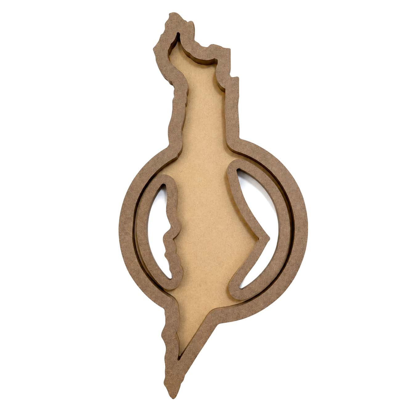 Wooden cutout of a face with a neutral expression on a white background thumbnail - 3
