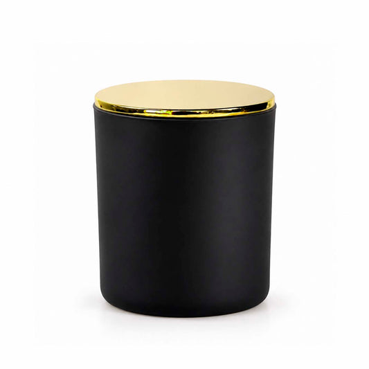 Matte Black Candle Glass with Gold Metal Lid - 200 ml