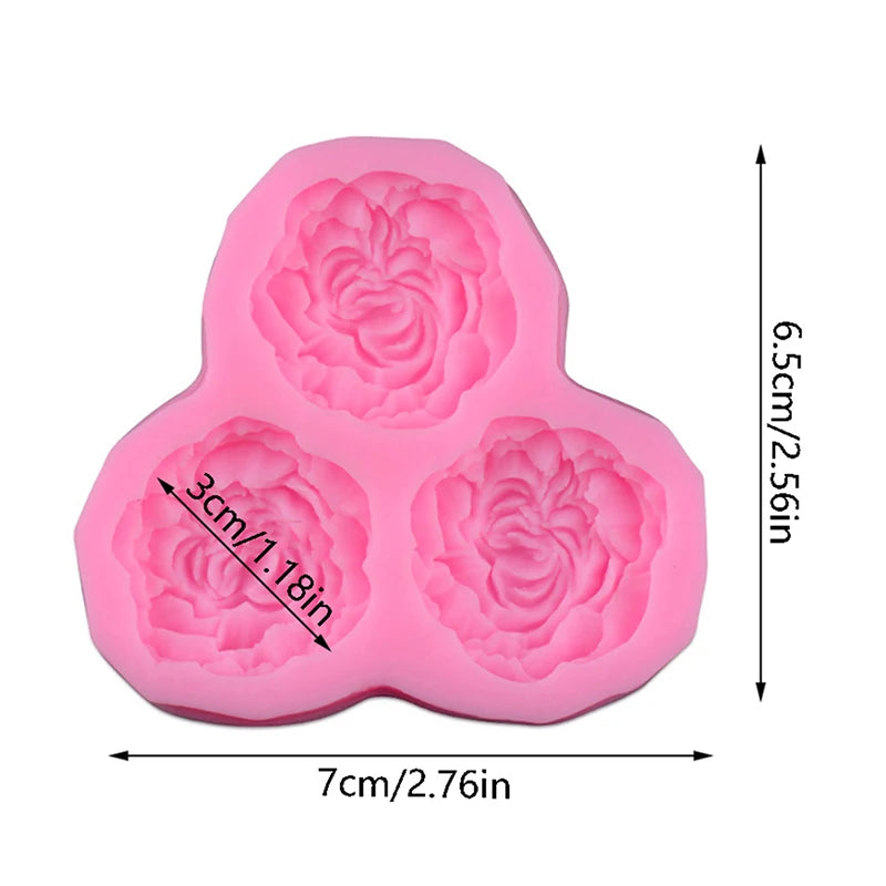 Silicone mold for candles - 3 peonies thumbnail - 3