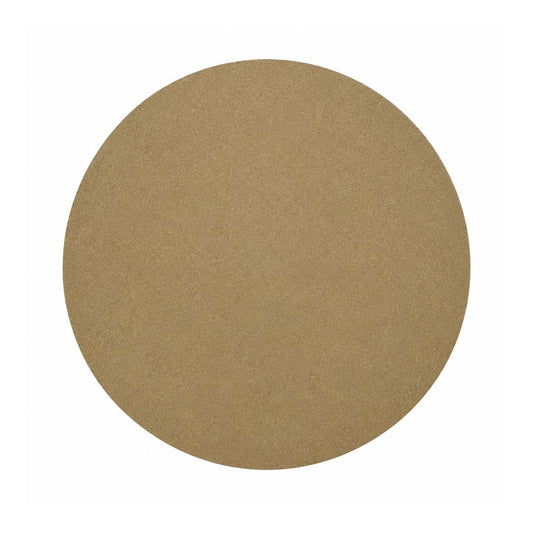 Round brown paper placemat on a white background