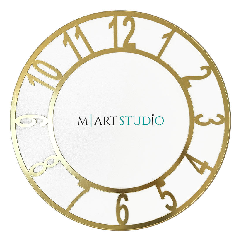 Large applied dial (59 cm) - Mirror Gold - Arabic numerals for hours (1 - 12)