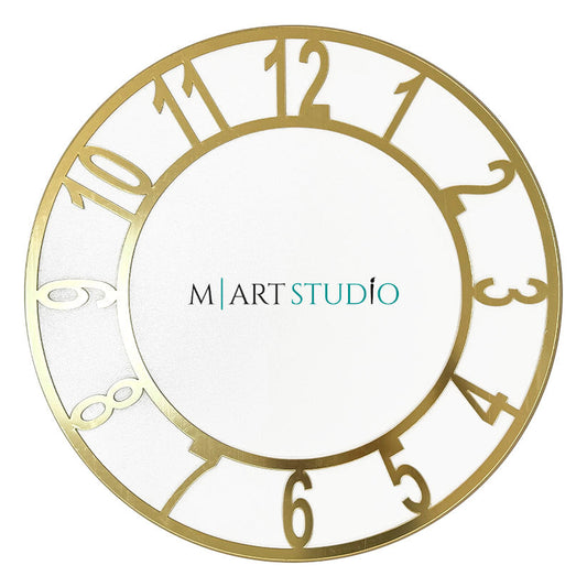 Large applied dial (59 cm) - Mirror Gold - Arabic numerals for hours (1 - 12) - Damaged during transportation!