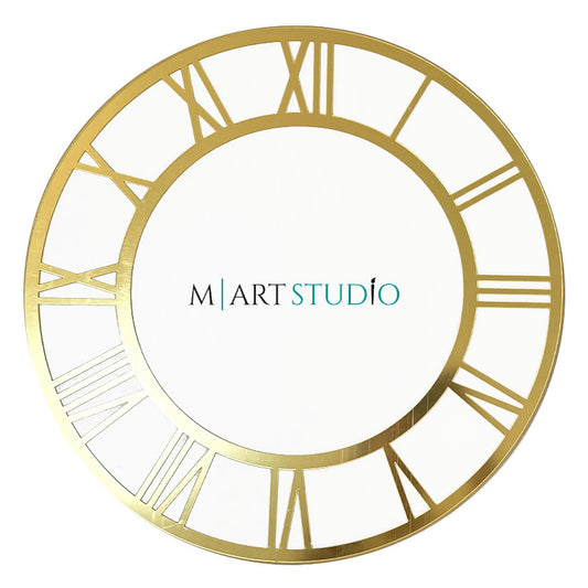 Large applied dial (59 cm) - Mirror Gold - Roman numerals for hours (I - XII)