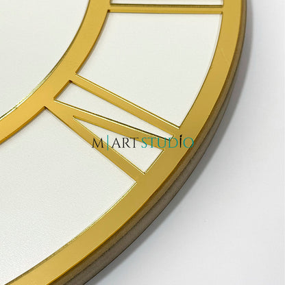 Large applied dial (59 cm) - Mirror Gold - Roman numerals for hours (I - XII)