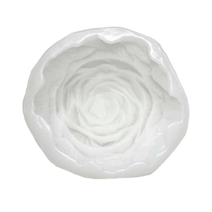 Large, high-quality white silicone mold for making a peony-shaped candle
