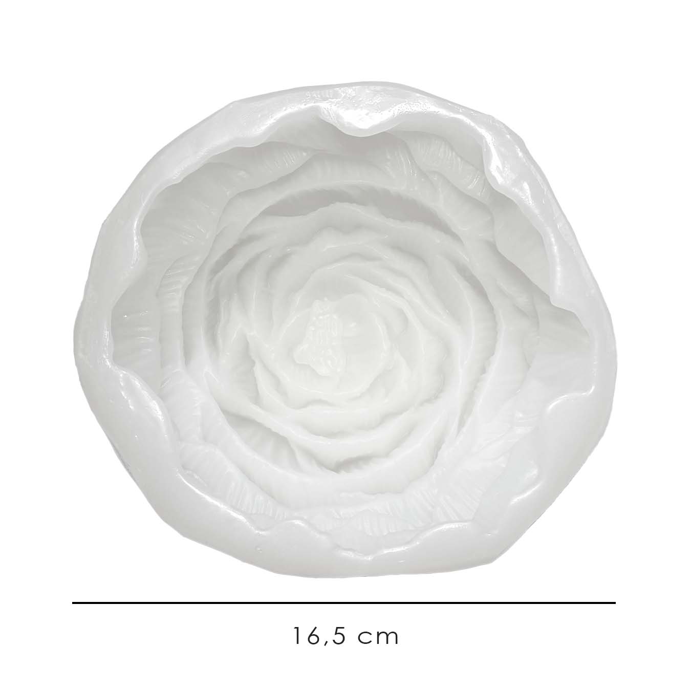 Large, high-quality white silicone mold for making a peony-shaped candle, 16.5 cm thumbnail - 3
