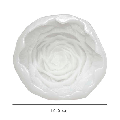 Large, high-quality white silicone mold for making a peony-shaped candle, 16.5 cm