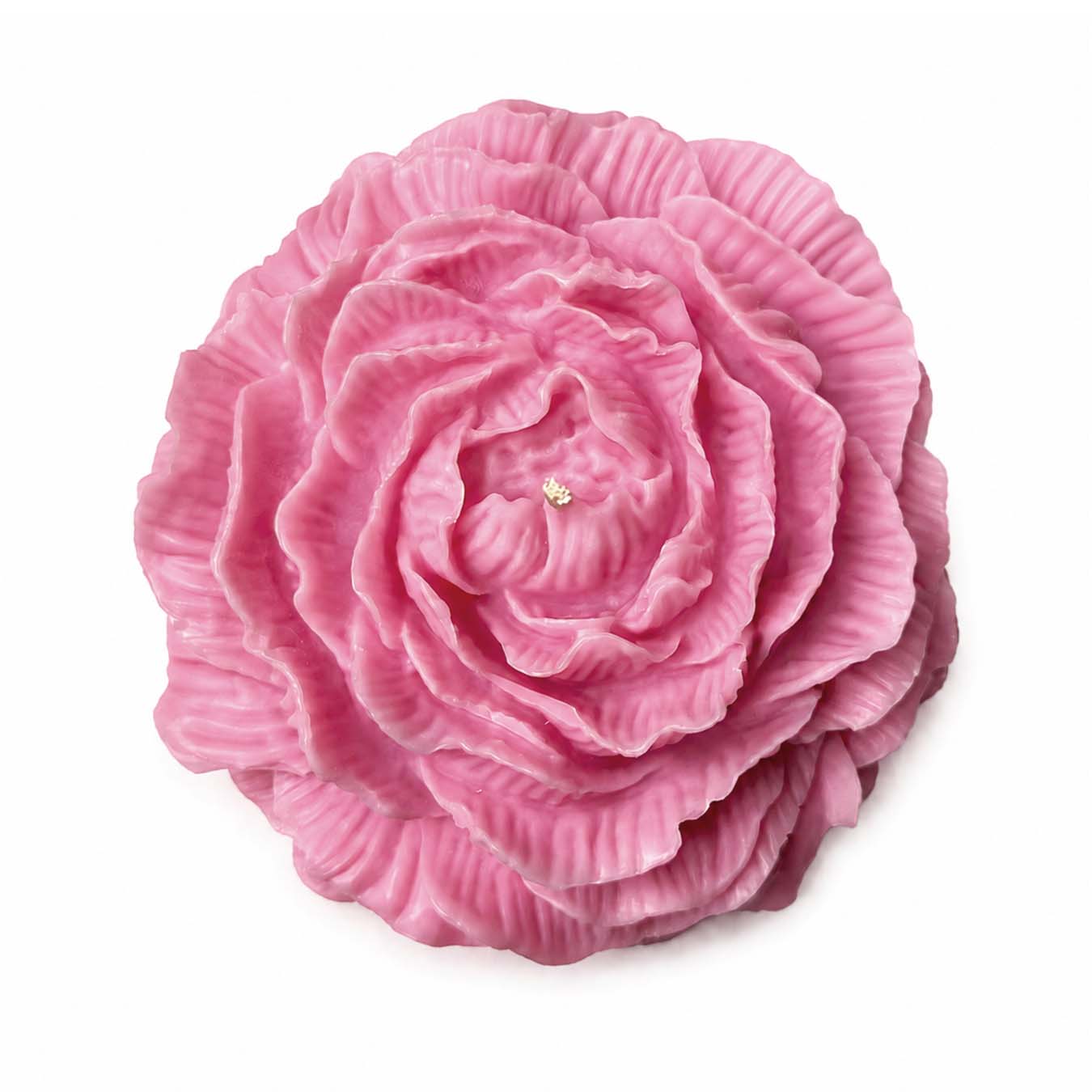 a large pink candle in the shape of a peony flower on a white background thumbnail - 5
