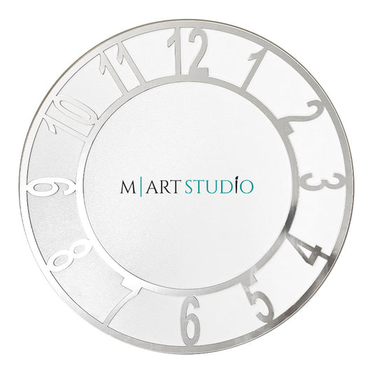 Large applied dial (59 cm) - Mirror Silver - Arabic numerals for hours (1 - 12)