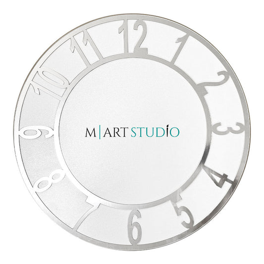 Large applied dial (59 cm) - Mirror Silver - Arabic numerals for hours (1 - 12) - Damaged during transportation!